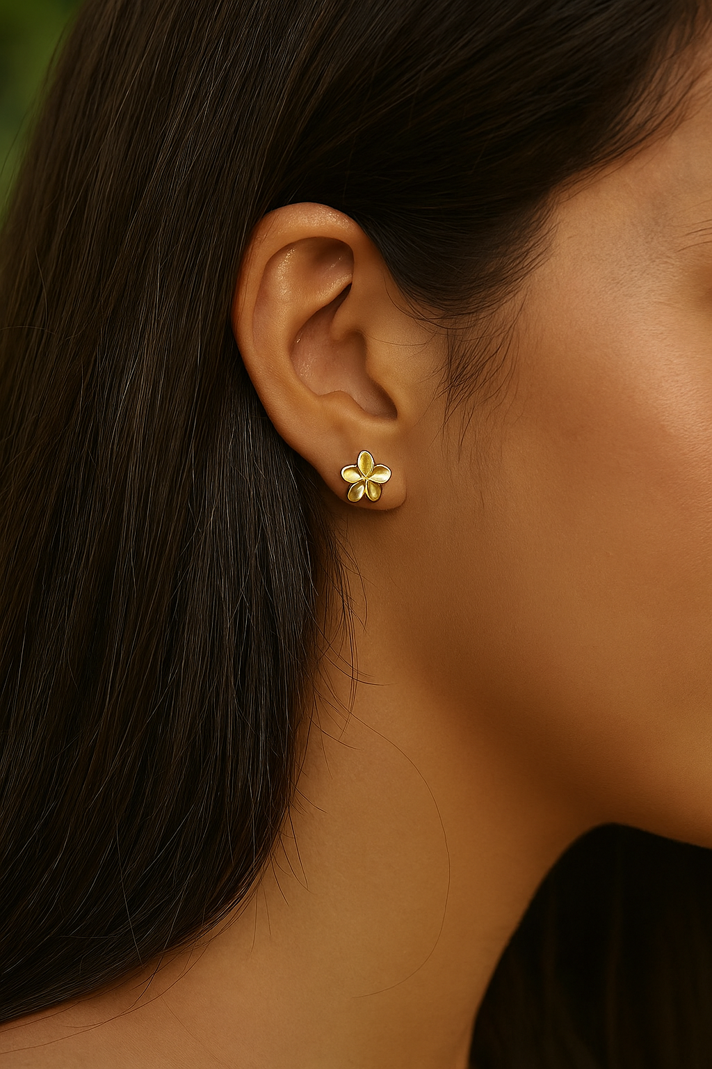 Kiki- 14K Gold Plumeria Earrings PREORDER